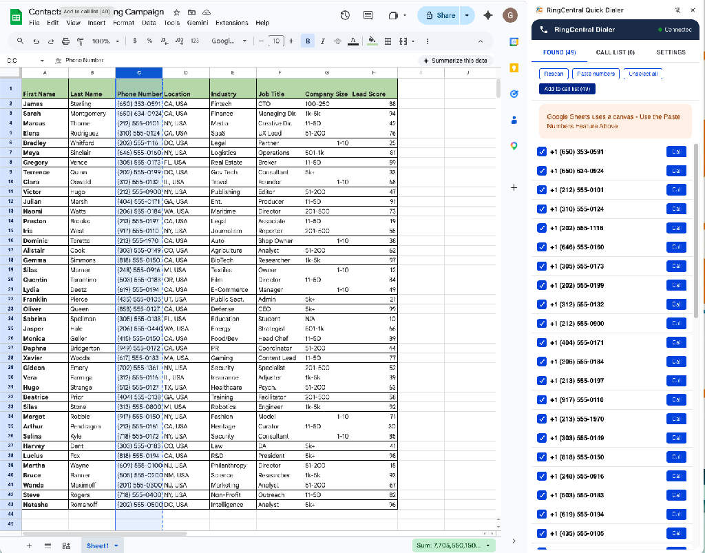 Working from a Google Sheet